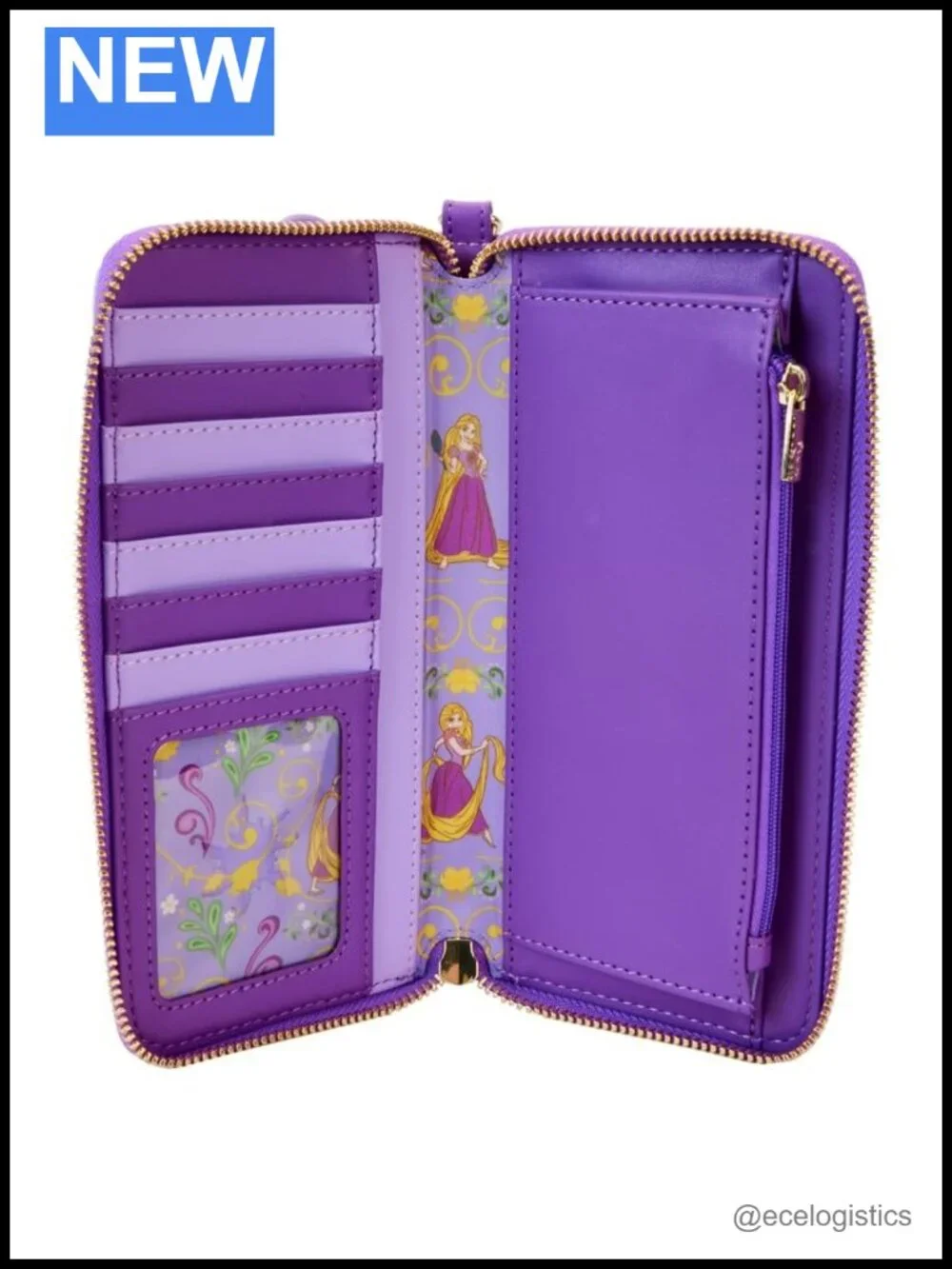 Loungefly Tangled Rapunzel Lenticular Wristlet Wallet Faux Leather Zip Around